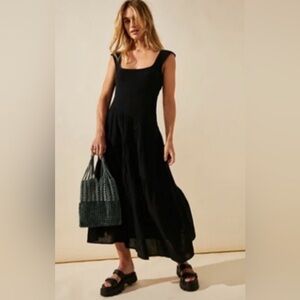 Free People Traveler Midi Dress Black Sleeveless Flowy Midi Dress Small